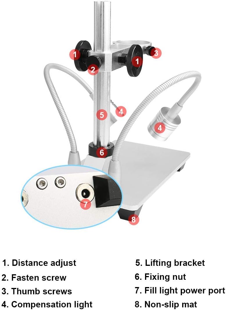 Bysameyee Soporte de aleación de aluminio para cámara de microscopio digital USB, microscopio ajustable universal, soporte de soporte de metal para