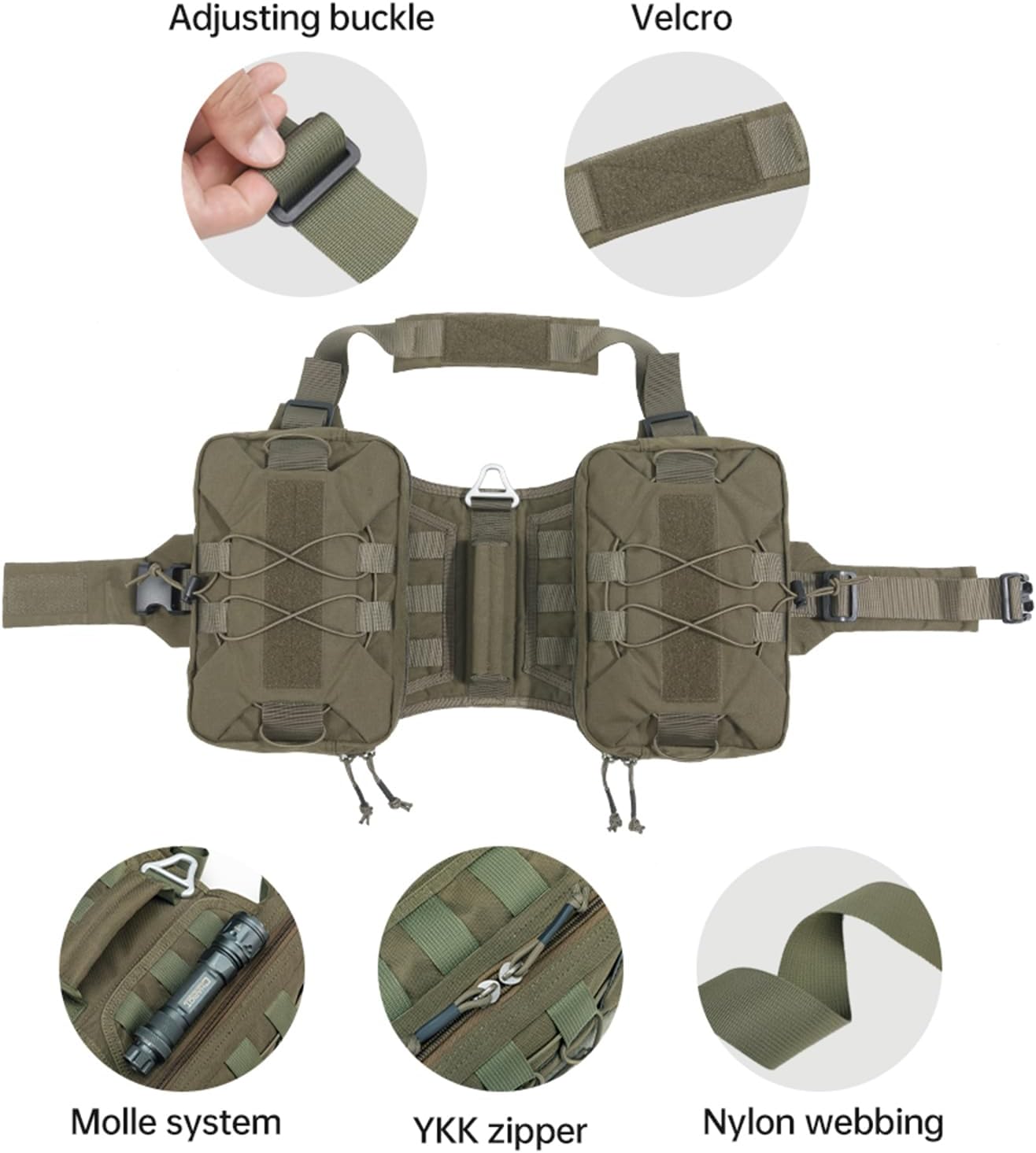 EXCELLENT ELITE SPANKER Paquete de mochila para perros, mochila para camping, senderismo, perro mediano y grande con 2 bolsillos laterales