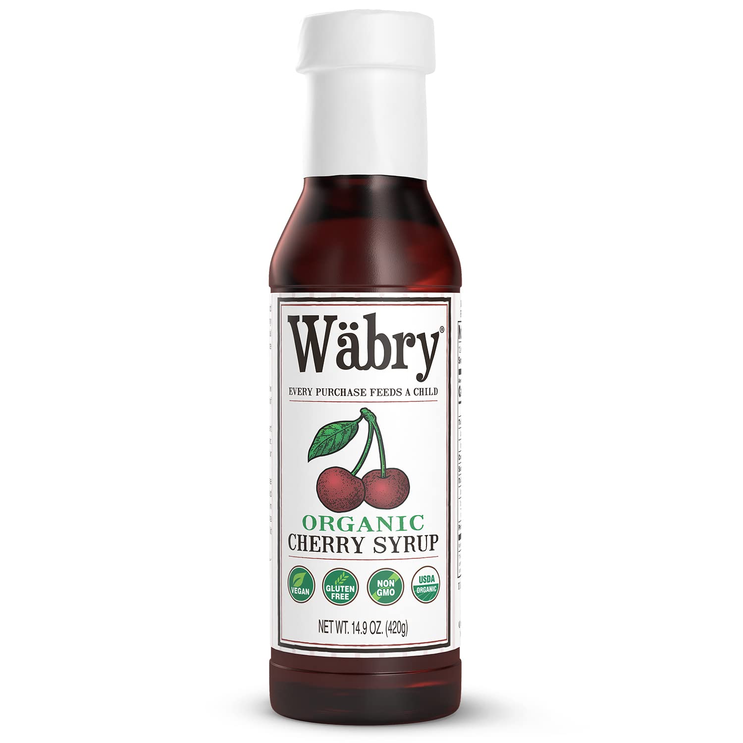 Wäbry – Jarabe de cereza orgánico, 14.9 onzas, jarabes de frutas naturales para bebidas, café, hielo afeitado y helado, vegano, sin OMG, jarabe de