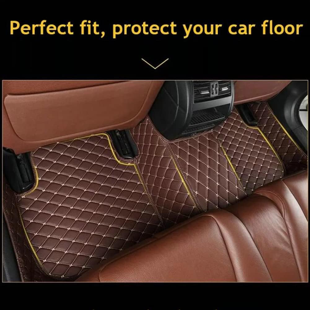 MOUPL – Alfombrillas de cuero de protección para todo tipo de clima para coches, SUV y camiones según el modelo automotriz (marrón claro)