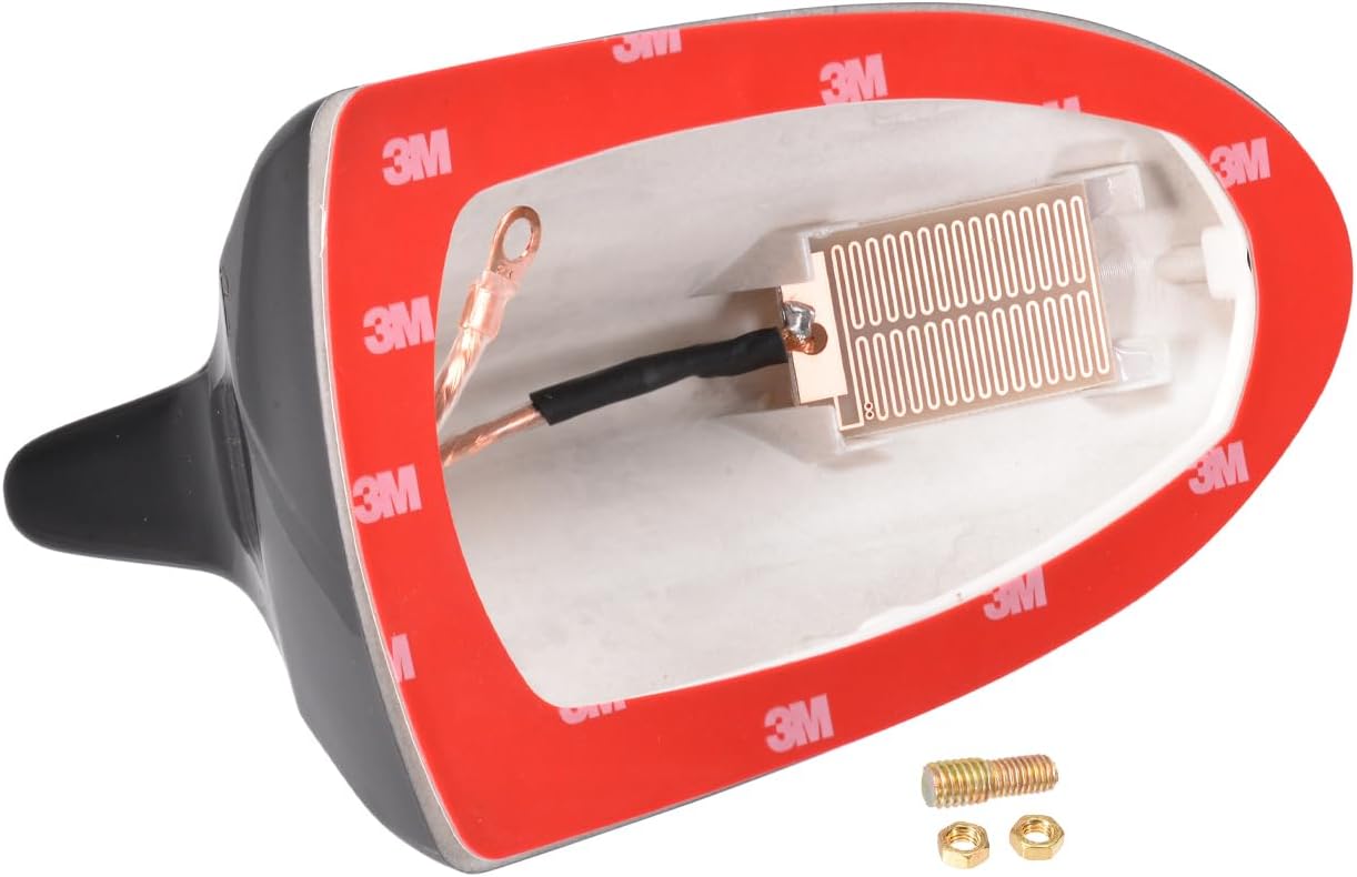 Eightwood Cubierta de antena de aleta de tiburón, antena de radio AMFM, antena universal de montaje en techo con cinta adhesiva para automóvil,
