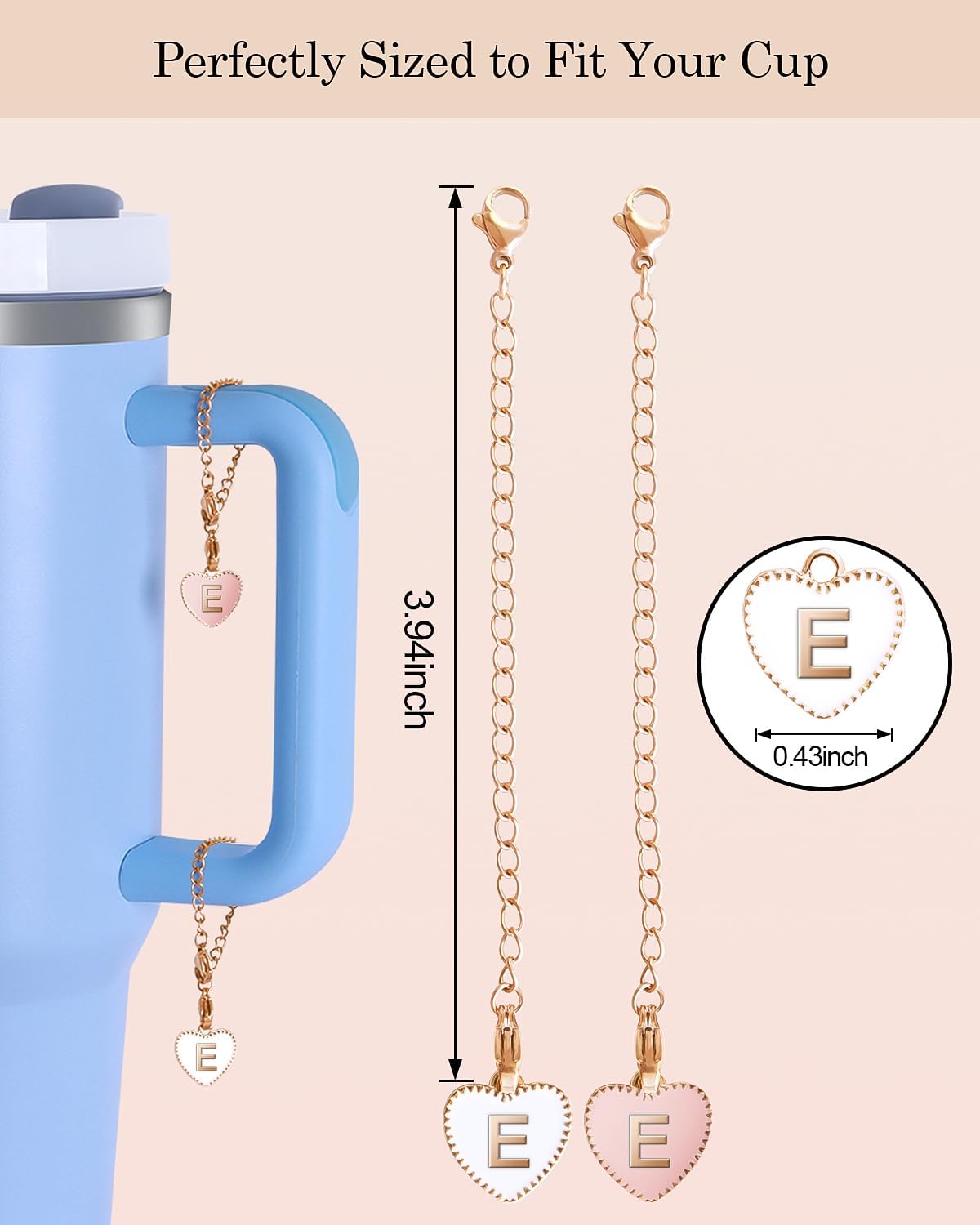 OriJoy Accesorios de letras para Stanley Cup, 2 piezas con nombre de identificación y asa para vaso StanleySimple Moderno, Dijes de identificación