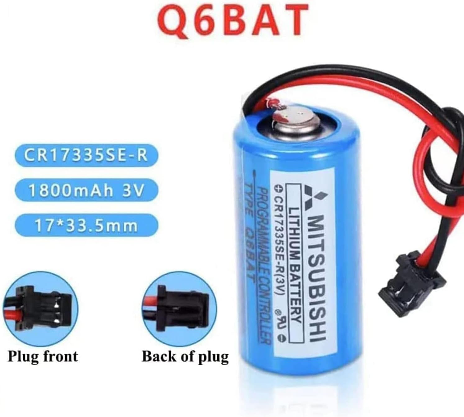 Paquete de 4 batería de litio Q6BAT CR17335SE-R (3V) para controlador programable del sistema QNS
