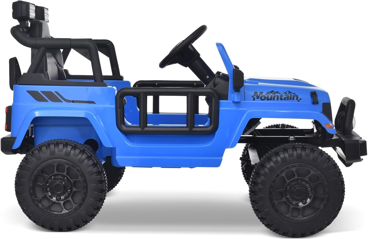 Joywhale Vehículo eléctrico motorizado para niños de 12 V, con control remoto, suspensión de 4 ruedas, luces LED, música y FM, cinturón de