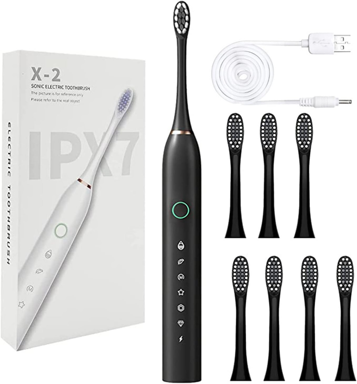 topliu Cepillo de dientes eléctrico inteligente de 6 velocidades con 8 cabezales de cepillo – Cepillo de dientes eléctrico portátil – Cepillo de