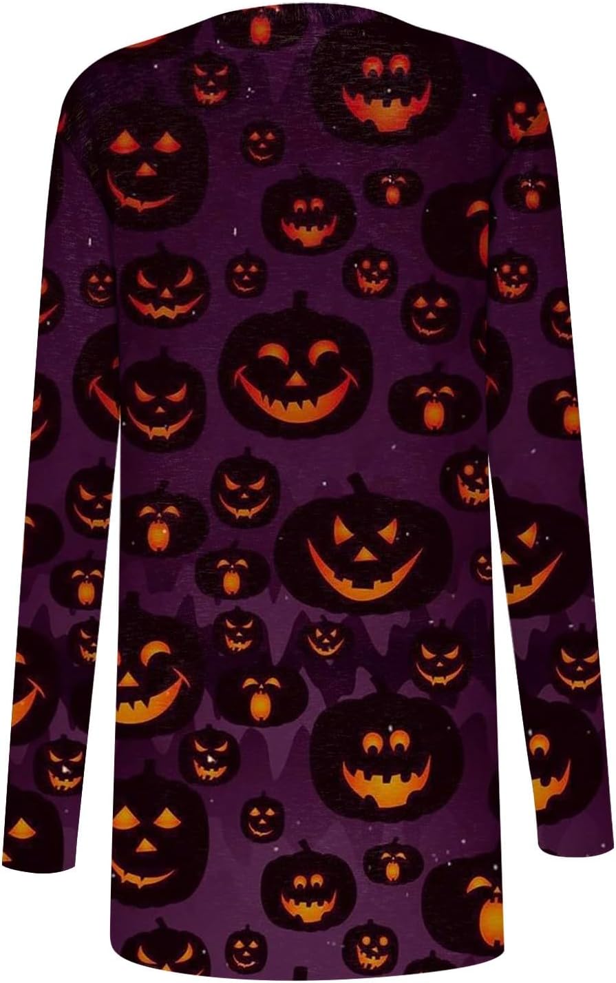 COTECRAM Disfraces de Halloween para mujer 2023, otoño, talla grande, parte delantera abierta, cárdigan largo, suéter ligero para exteriores