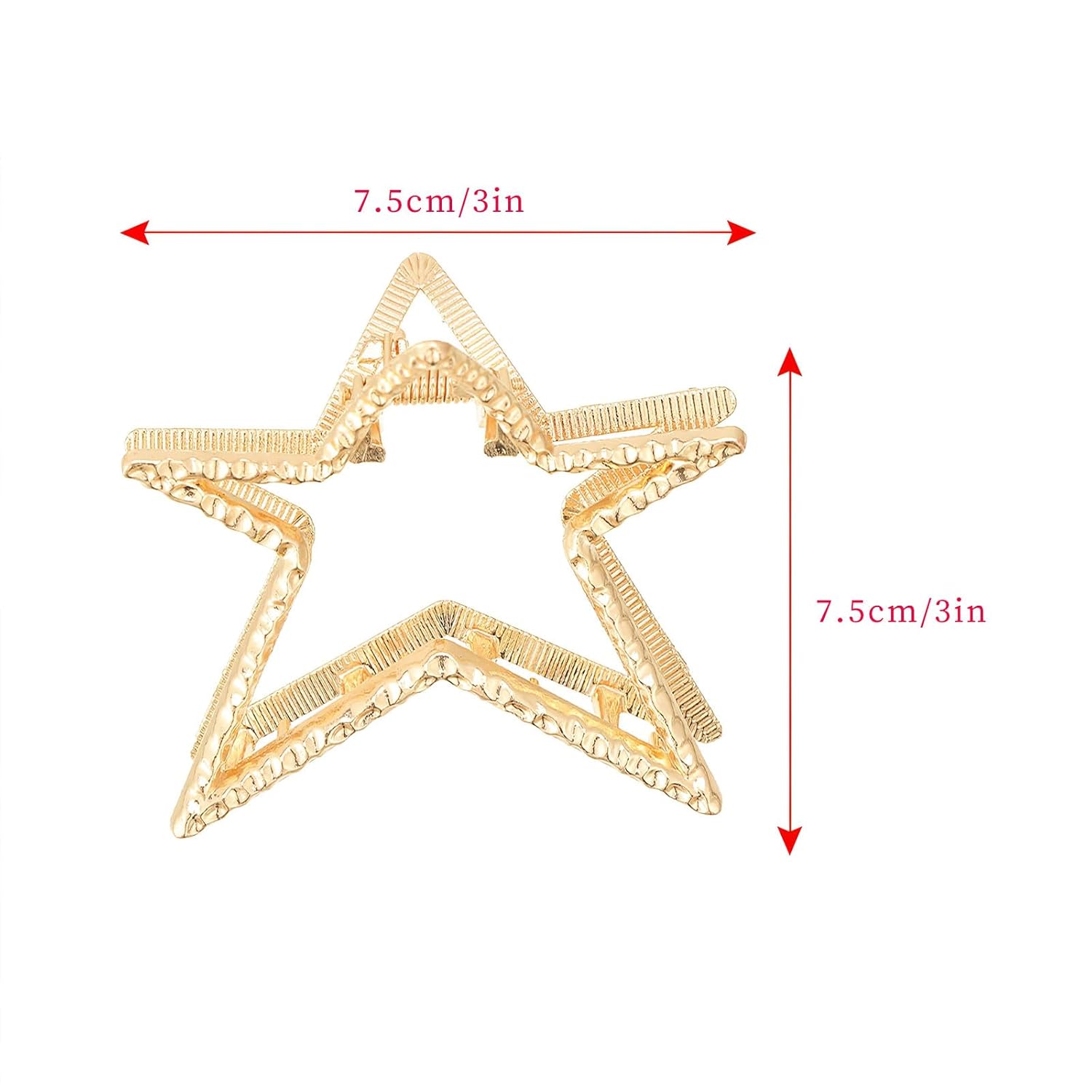 AUOCATTAIL 3 pinzas para el cabello con forma de estrella hueca, clip de tiburón de metal, pinzas antideslizantes de sujeción fuerte para mujeres y