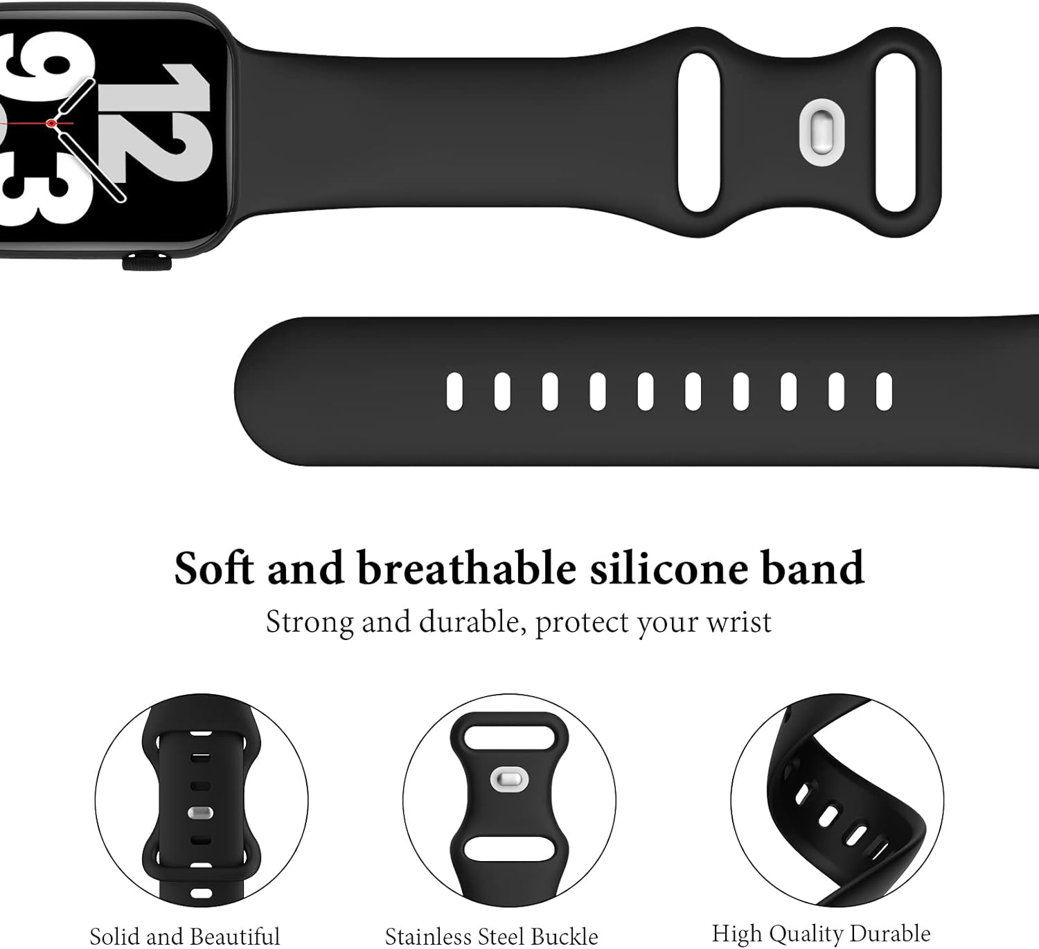 Paquete de 6 correas de silicona compatibles con Apple Watch Band de 1.496 in, 1.575 in, 1.614 in, 1.654 in, 1.732 in, 1.772 in, correa de repuesto