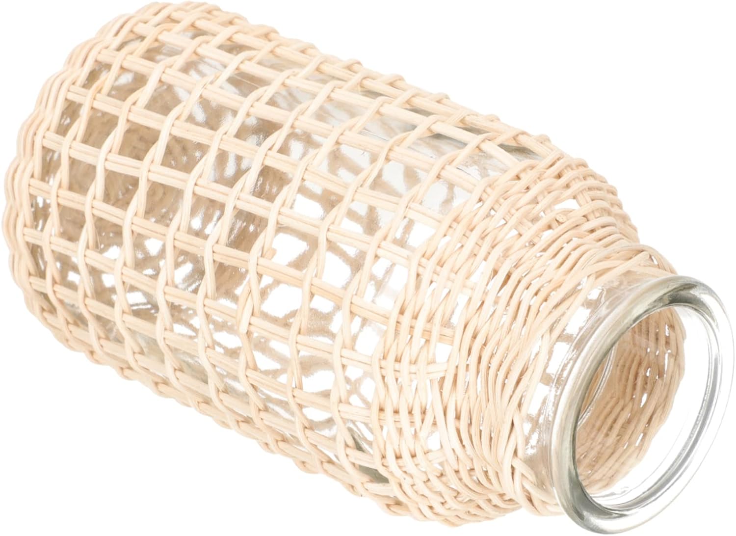 IMIKEYA 2pcs Rattan Glass Vase Woven Planter Basket Rattan Planter Rattan Flower Pots Glass Floral Vase Clay Vase Seagrass Plant Basket Glass Vase
