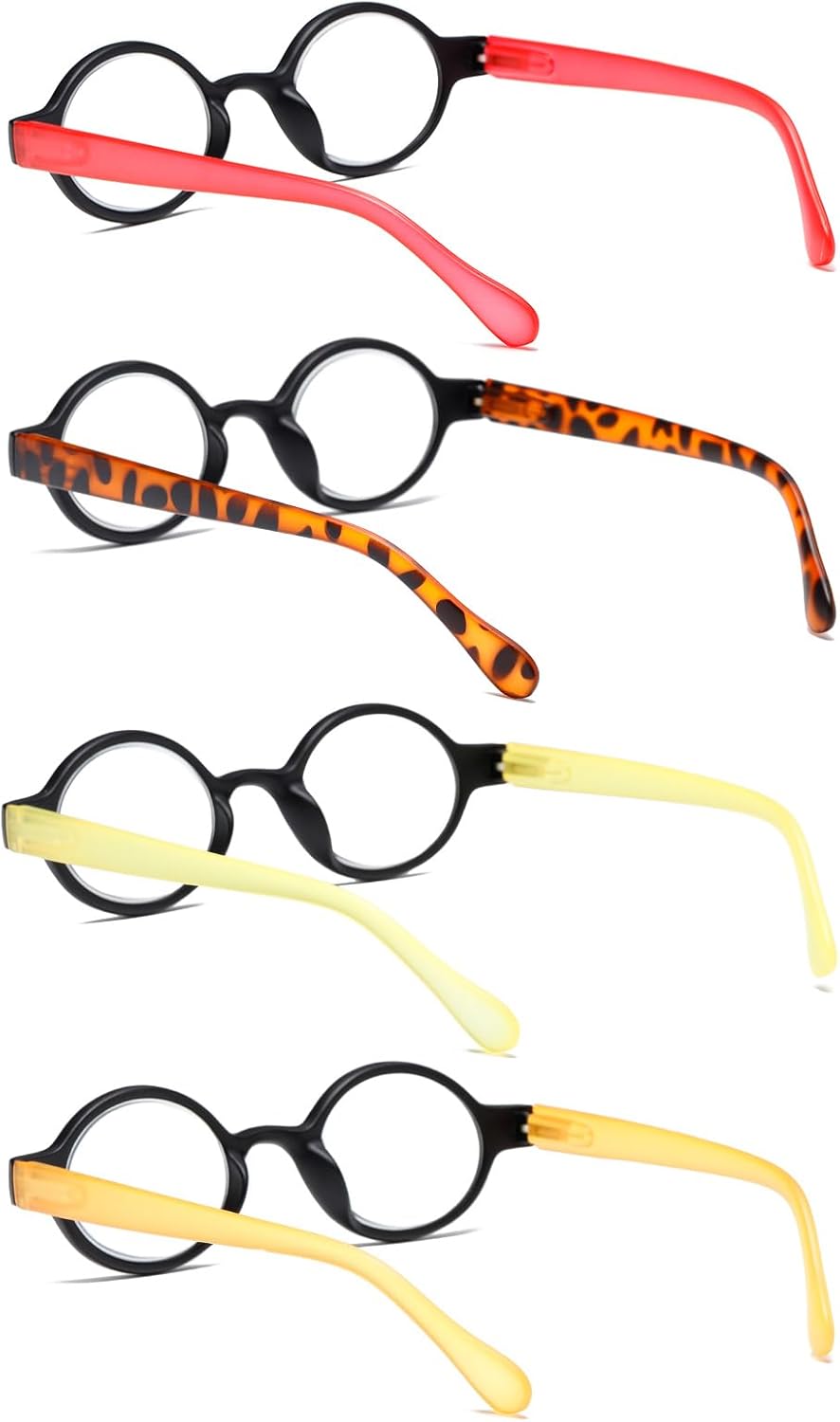 KoKoBin Paquete de 4 mini lentes de lectura redondos pequeños, cómodos para mujeres y hombres (multicolor4, 2.00)