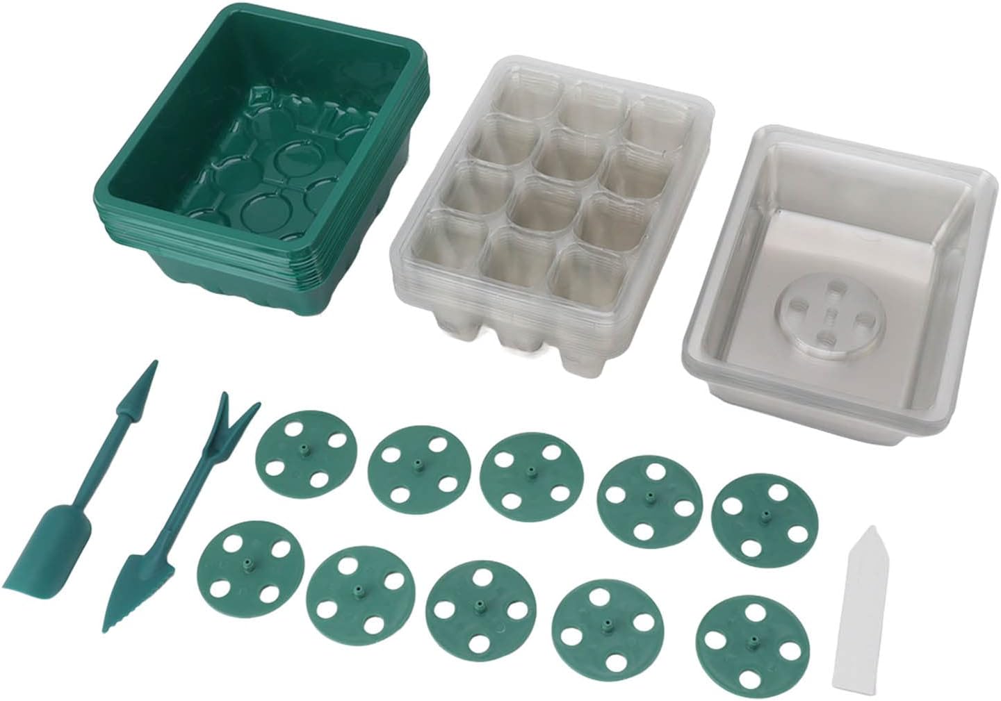 TOPINCN Seed Starter Tray, Garden Seedling Tray Transparent Cover Botton Drain Hole for Horticulture (12 Holes)