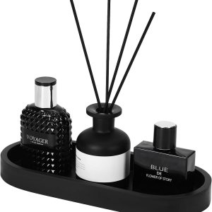 Bandeja ovalada de tocador de baño, pequeño organizador decorativo de bambú para encimera de cocina, tanque de inodoro y tocador, bandeja de velas y Bandeja ovalada de tocador de baño, pequeño organizador decorativo de bambú para encimera de cocina, tanque de inodoro y tocador, bandeja de velas y