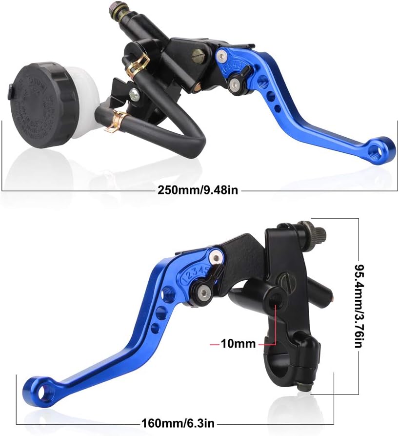 LKV Palanca de bomba de embrague de freno de motocicleta con depósito de cilindro maestro hidráulico 78″ 0.866 in pistón universal CNC compatible