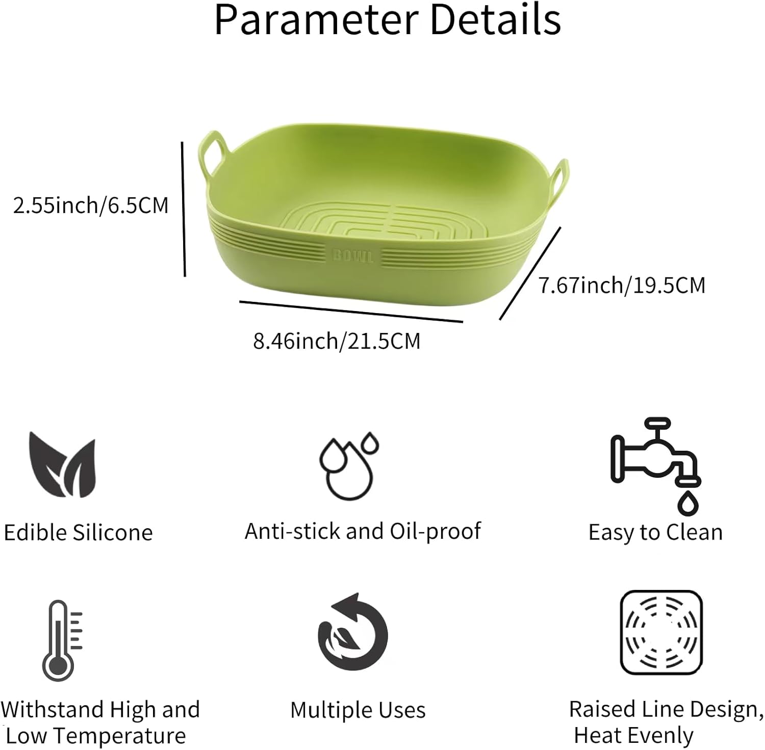 GHappiness 2 Pcs Air Fryer Silicone Liners Food Safe Non-Stick Air fryers Basket Oven Accessories Fits 6QT – 8QT Air Fryer