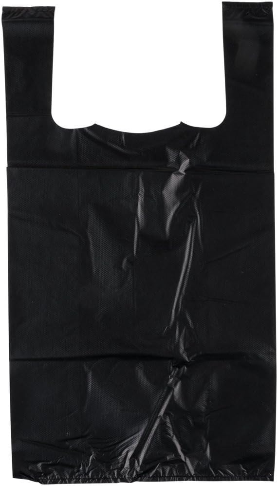 Rainbow 18B, 18-tamaño negro camiseta bolsas de compras de plástico, 1.18 mil bolsas de comestibles de polietileno, caja de 600 piezas