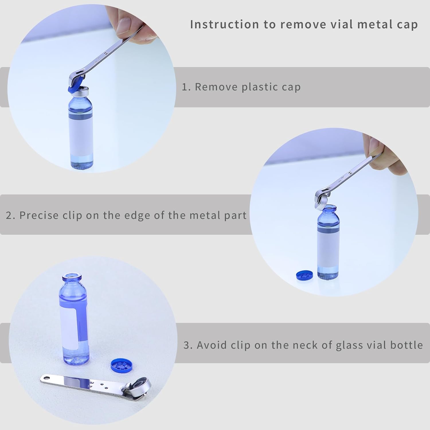 Abrebotellas con clip de carrete, mini abrebotellas de botox, removedor de tapa de líquido oral, levantador de tapa de líquido, clínica, hospital,