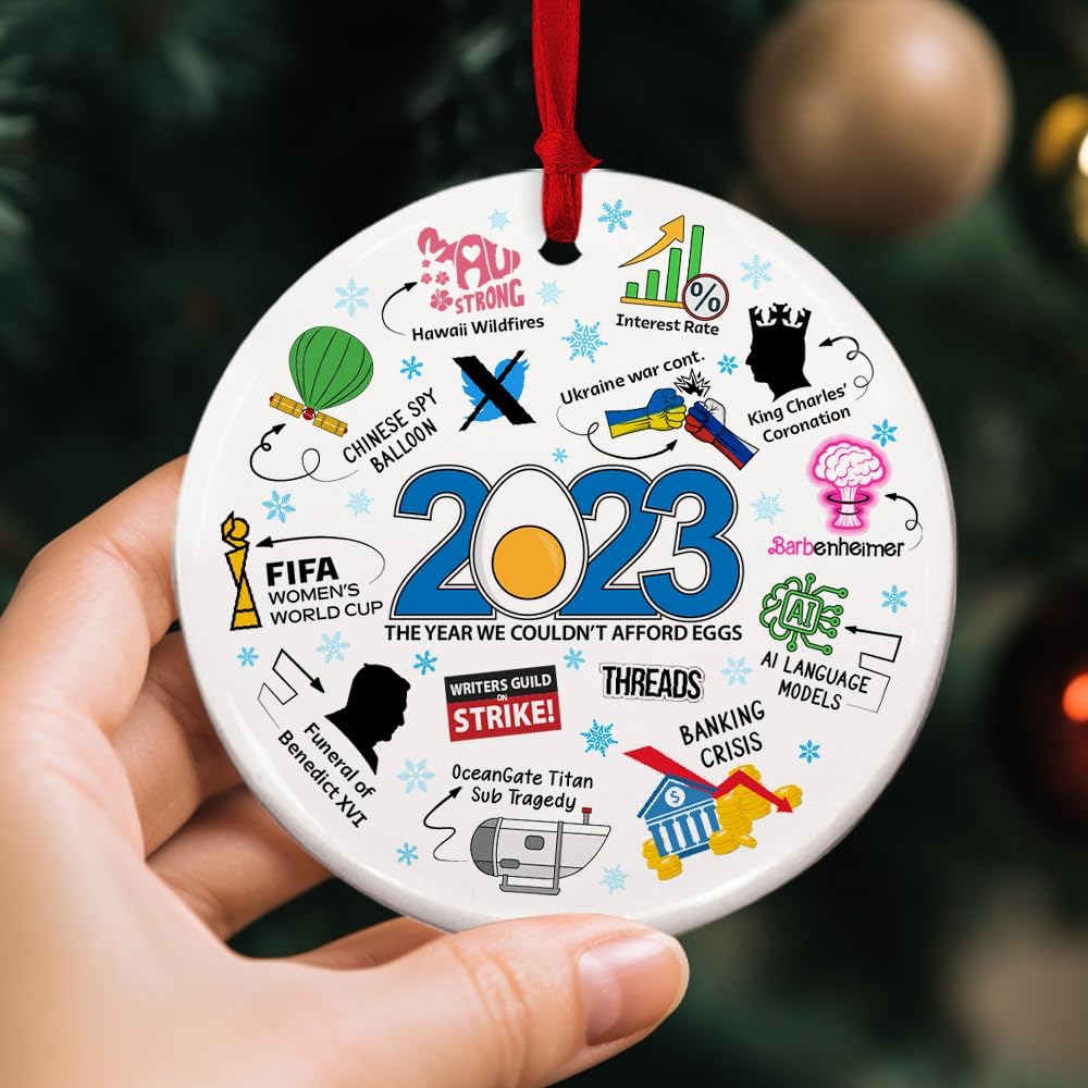 Adorno de cerámica de Navidad 2023, recuerdo divertido de eventos sociales, decoración conmemorativa de festividades
