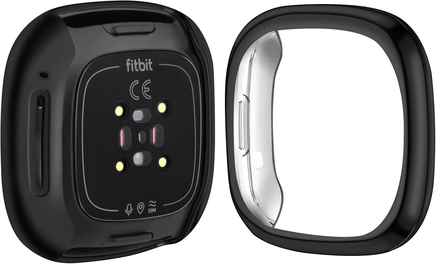 Funda protectora de pantalla compatible con Fitbit Versa 3, paquete de 3 funda protectora completa de TPU suave para Fitbit Versa 3 y Fitbit Sense