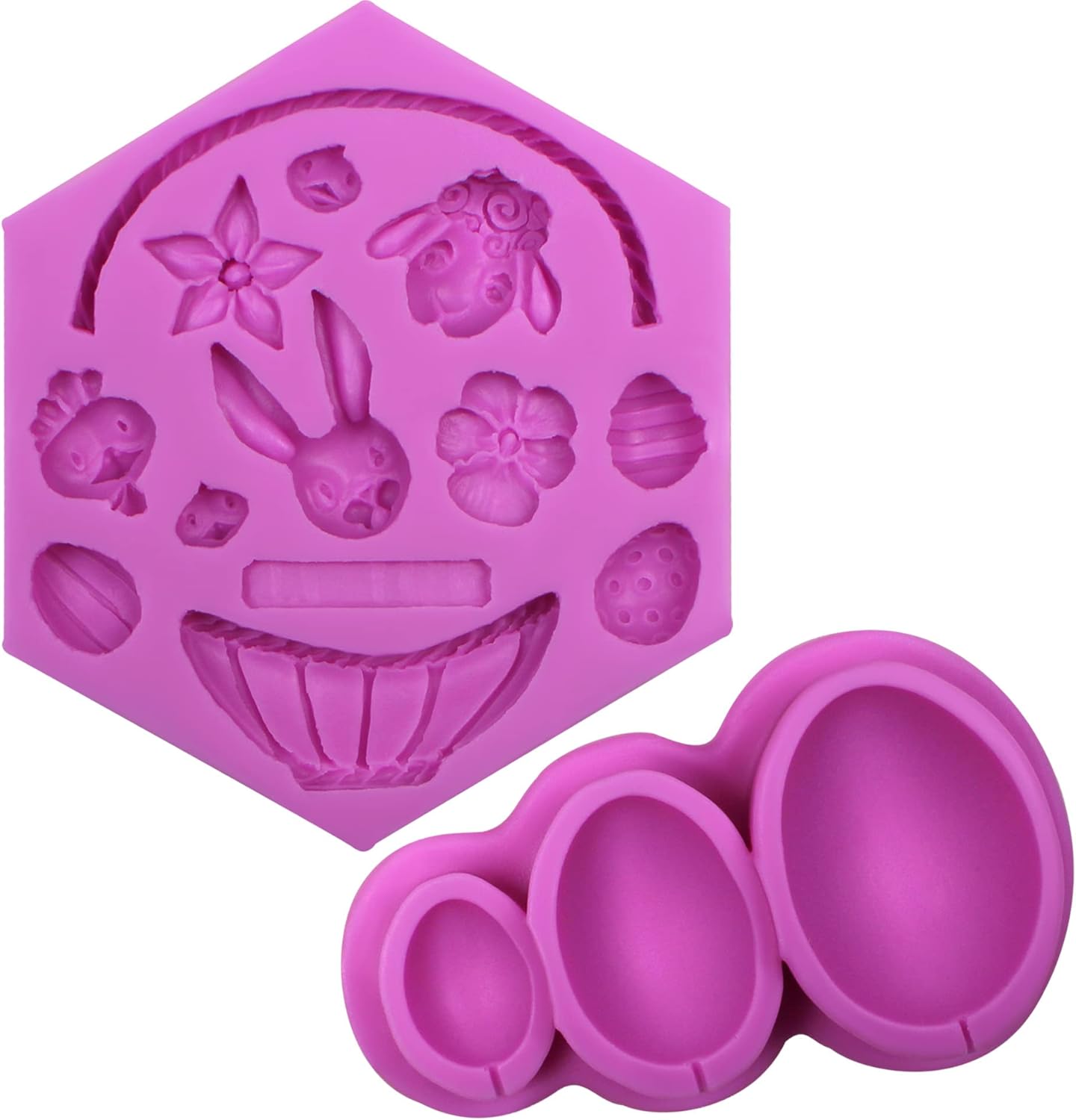 Moldes de chocolate de conejo de Pascua, moldes de silicona para huevos de Pascua, flores, galletas, decoración de cupcakes, decoración de pasteles,