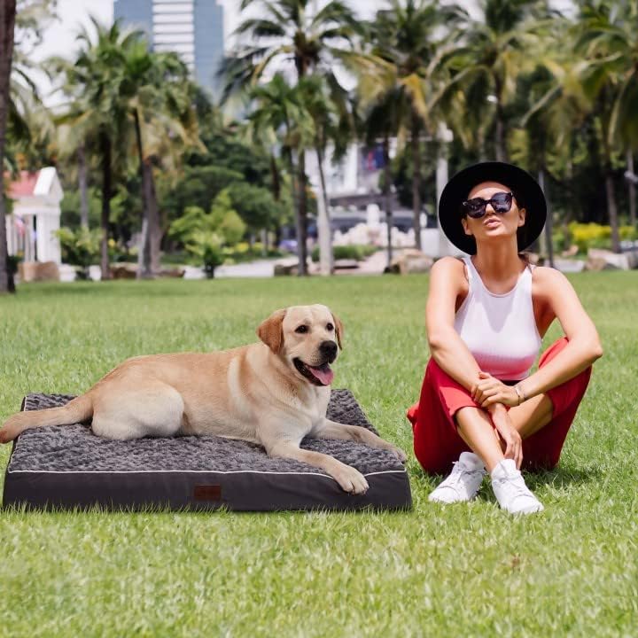 WESTERN HOME WH Cama ortopédica grande para perros medianos, grandes y extragrandes, alfombrilla de espuma para mascotas con funda extraíble de