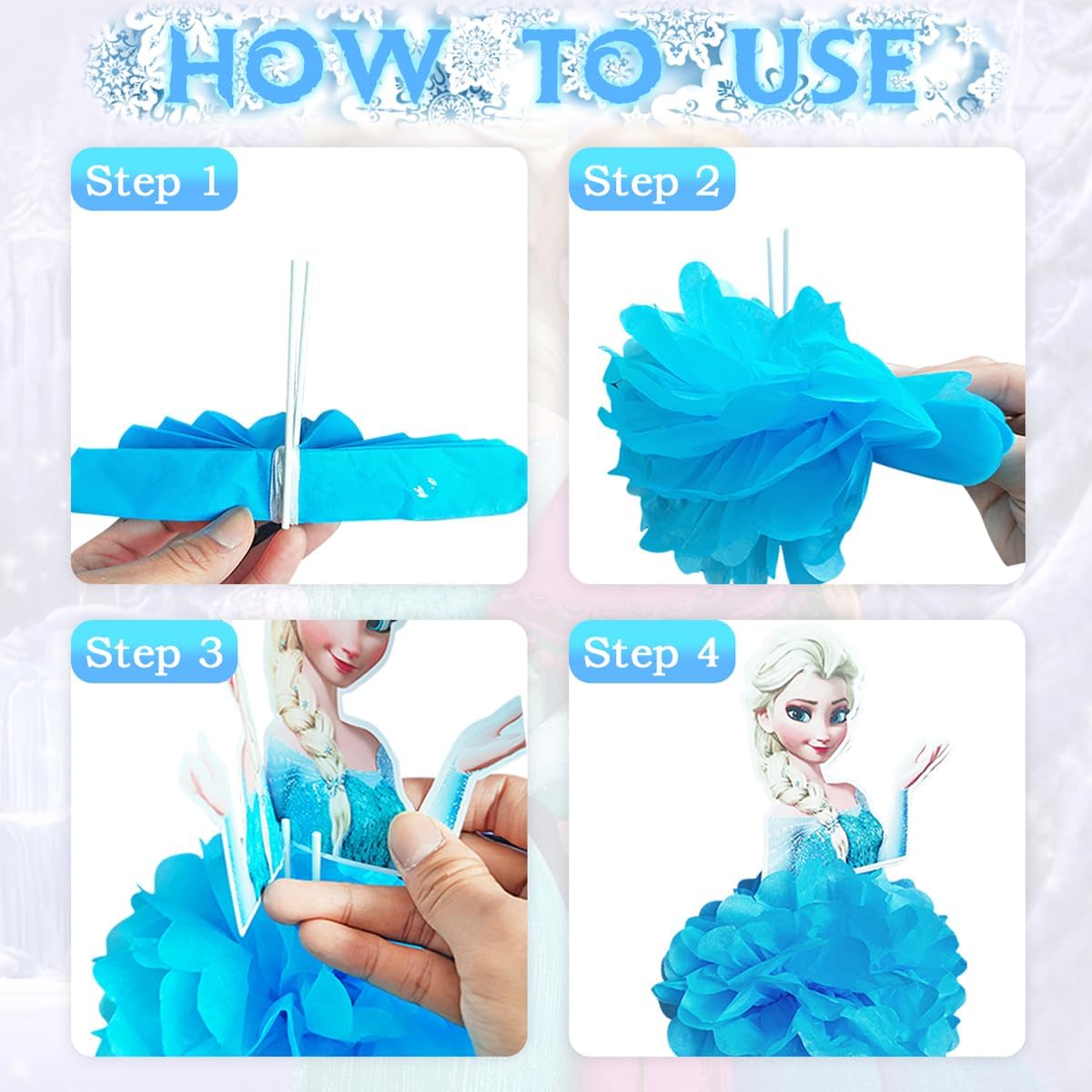 6pcs Frozen Honeycomb Centerpiece Party Supplies Mesas Decoraciones Papel Centros de mesa Decoración de mesa de cumpleaños Azul Blanco
