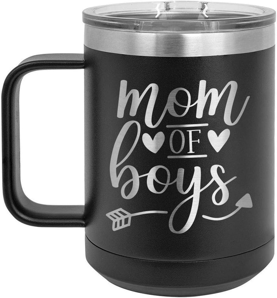 Taza de café con tapa abatible para mamá de niños de 15 onzas con aislamiento  Ideas de regalo de cumpleaños o Navidad de mujeres o hombres  Compare