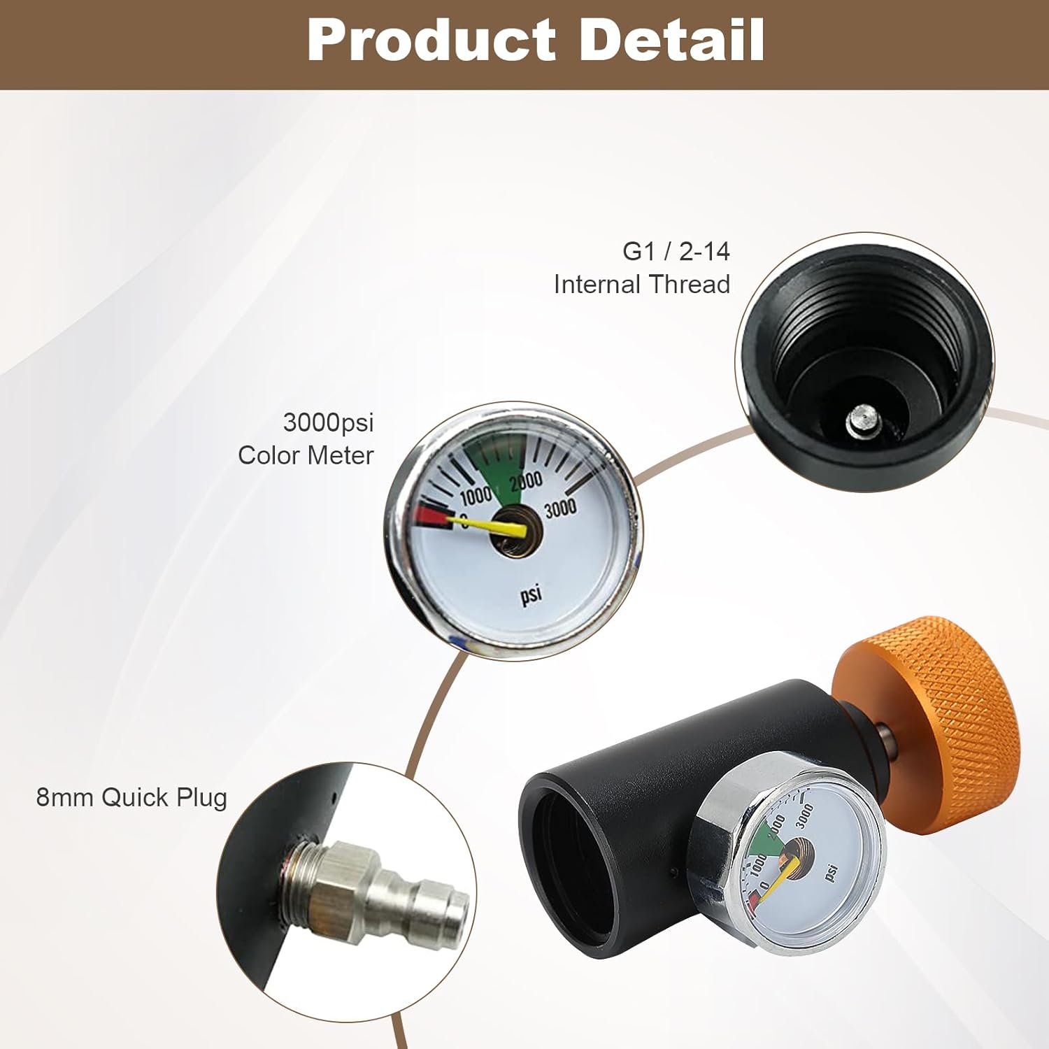Pilipane Kit de conector de adaptador de recarga de tanque de CO2, adaptador de CO2 para fabricante de agua de corriente de soda con manómetro de
