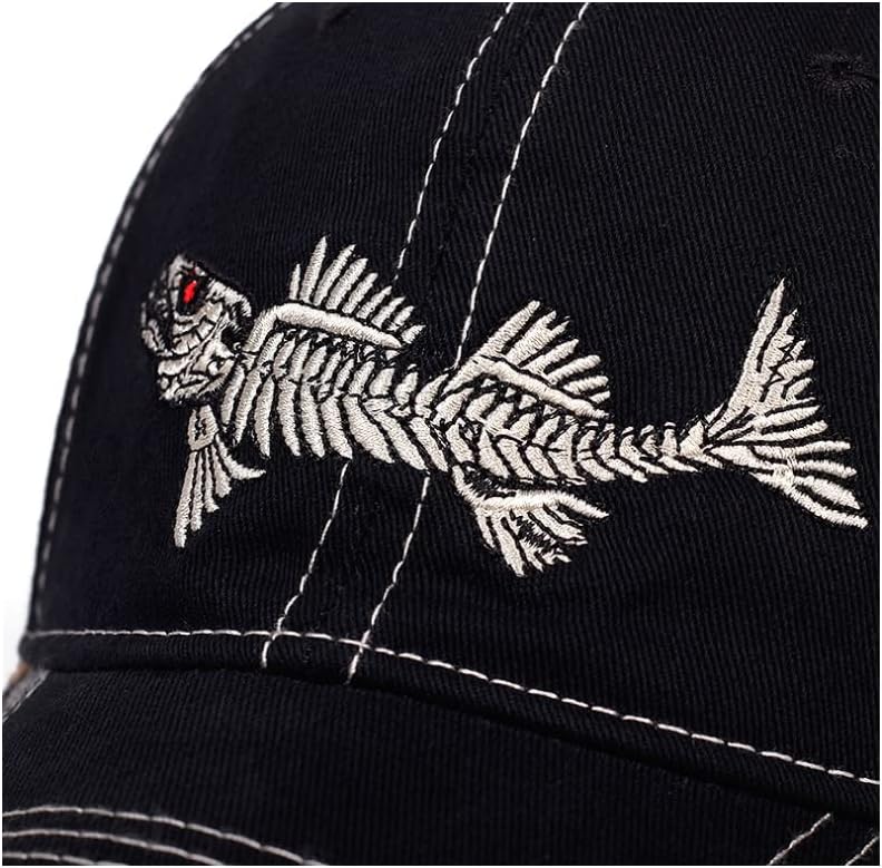 WITHMOONS Sombrero de pesca de algodón con bordado de hueso de pescado, gorra de béisbol YZ10119
