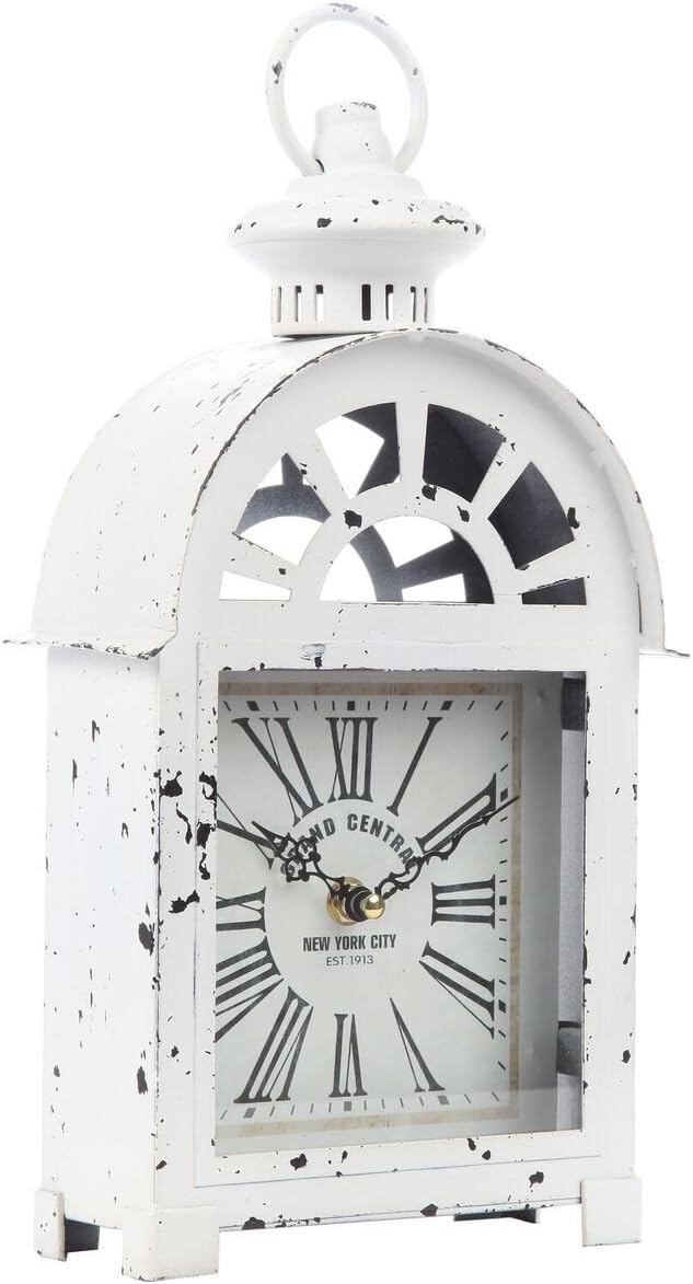 Lily’s Home Reloj de manto estilo estación de tren Grand Central de inspiración vintage, silencioso sin tictac con movimiento de cuarzo, se adapta a