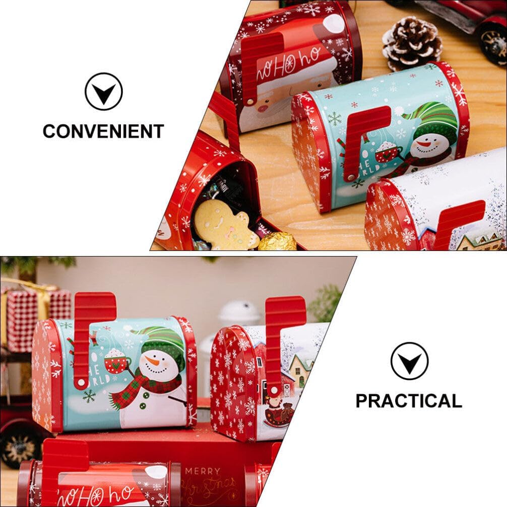 UPKOCH Contenedores de almacenamiento de hierro para galletas de Navidad, tarro de dulces, latas de dulces de Navidad, cubierta de poste,