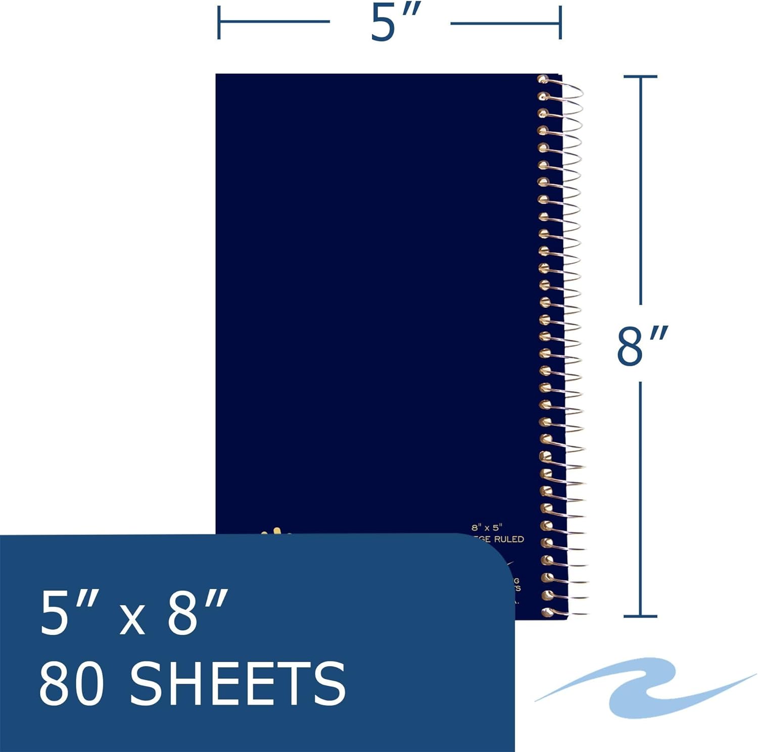 Roaring Spring Lefty – Mini cuaderno de espiral con espiral para zurdos, 1 tema, 8 x 5 pulgadas, 80 hojas blancas de papel rayado universitario,