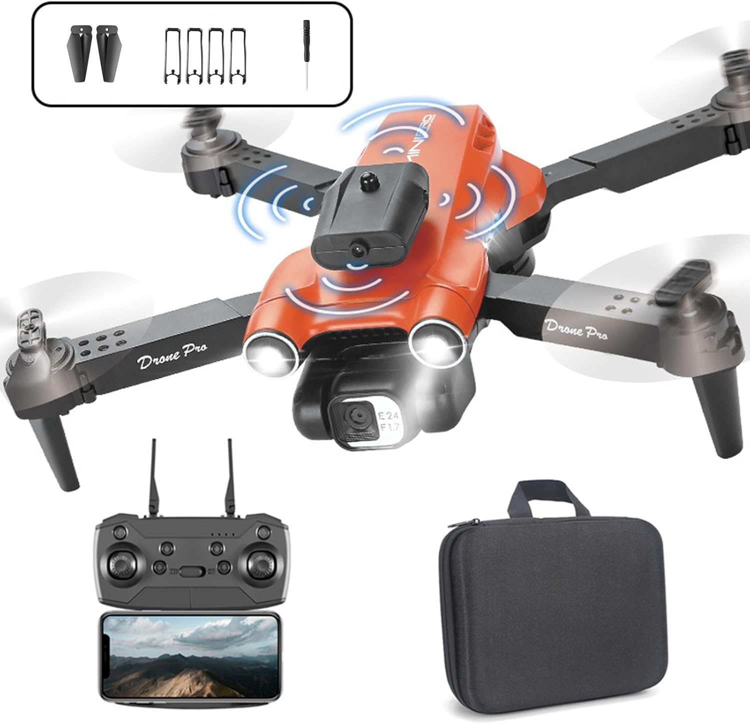 Dron Wifi Fpv con doble cámara HD de 1080p, modo de retención de altitud, plegable, cuadricóptero, vuelo circular, vuelo de ruta, retención de