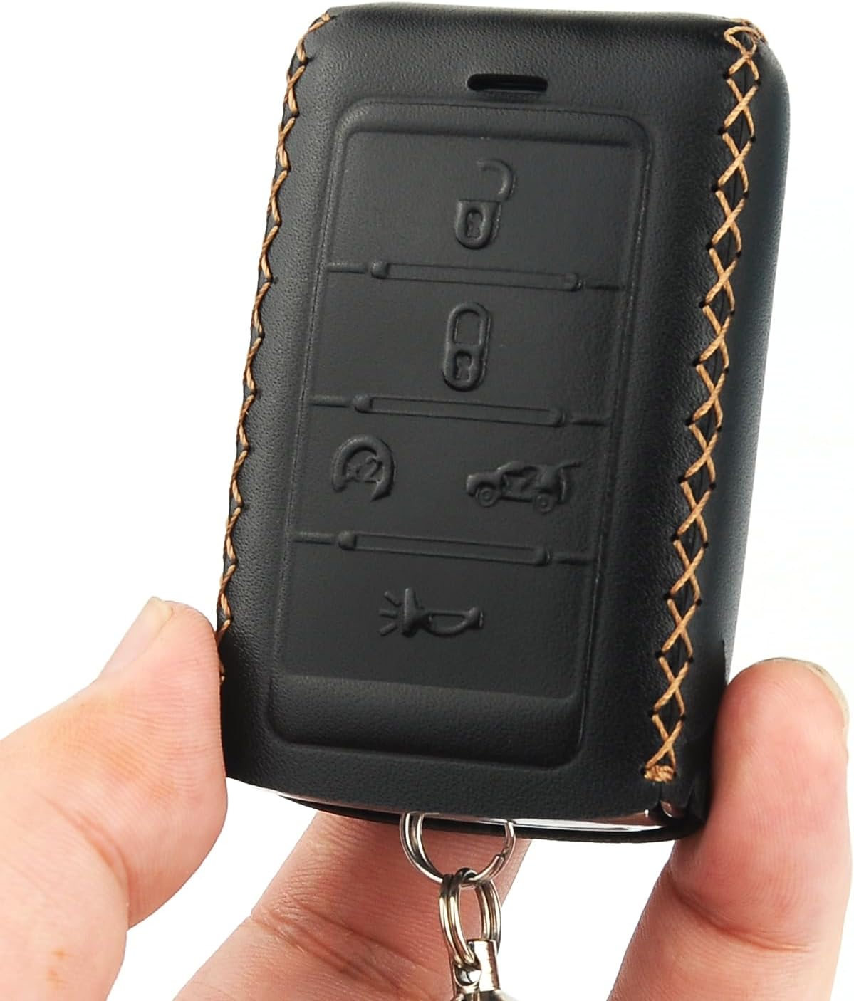 Cadtealir Funda para llavero de cuero italiano genuino compatible con llavero Jeep Grand Cherokee Wagoneer