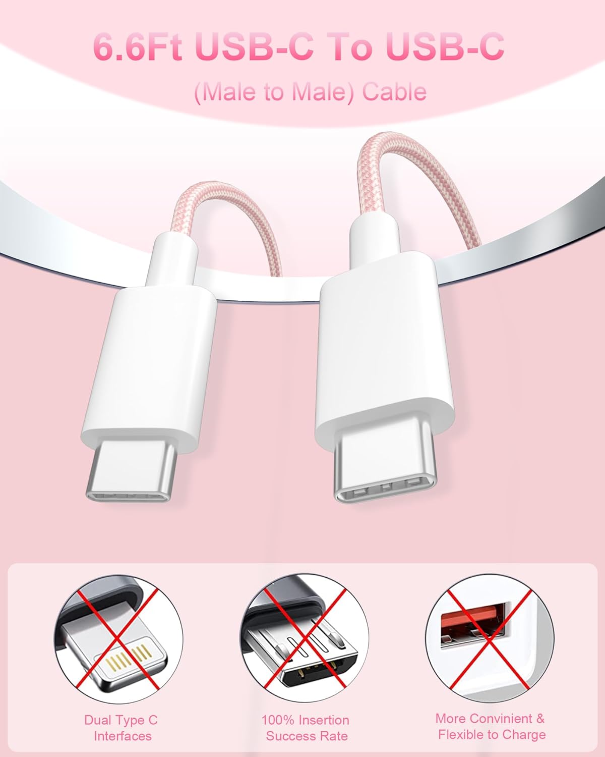 Paquete de 2 cables USB C a USB C de 100 W – Cable de carga rápida para iPhone 15 Pro MaxPlus Samsung S23 iPad Pro iPad AirMini MacBook ProAir