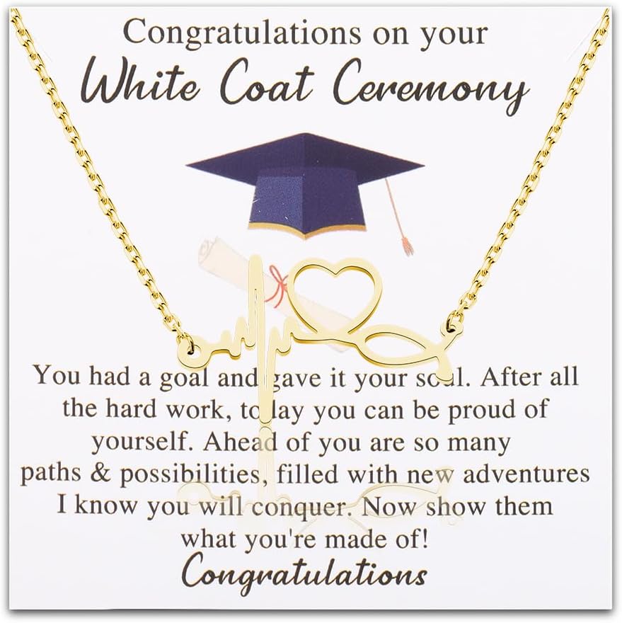 Collar de ceremonia de bata blanca para ella, collar de estetoscopio, joyería, regalo de graduación dental para estudiantes de medicina