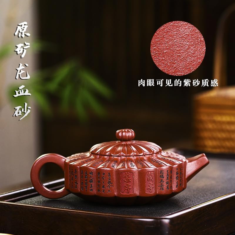 Tetera Zisha hecha a mano, té chino Yixing de arcilla morada de 10.8 onzas, infusor chino de Kungfu Brew té de hojas sueltas