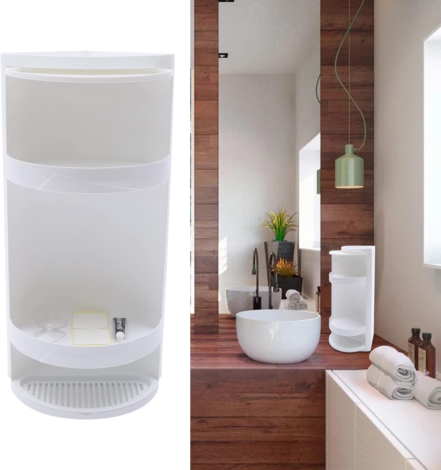 Estante esquinero de baño, armario esquinero de almacenamiento de cosméticos, estante de almacenamiento de encimera o estante de pared, estante