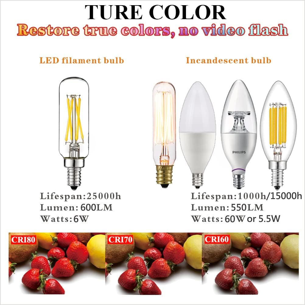 LiteHistory Bombilla LED E12 equivalente a 6 W, bombilla de candelabro E12, 60 W, blanco neutro, 4000 K, AC120 V, 600 lm, regulable T6 T25 para