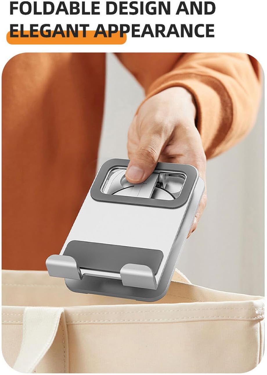 WYYHAA Paquete de 2 soportes plegables dobles para teléfono celular con silicona, soporte de aluminio ajustable de 360 para teléfono de escritorio,