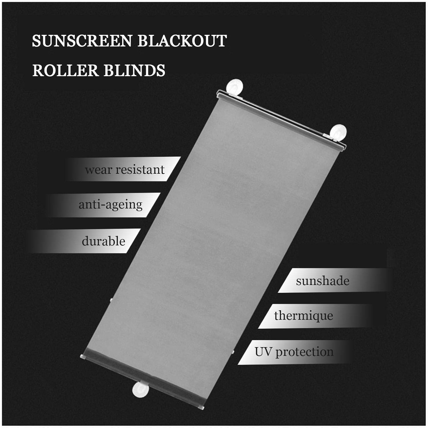 Persianas enrollables opacas con ventosas, cortinas opacas sin taladrar, persianas enrollables retráctiles para ventanas y puertas, protector