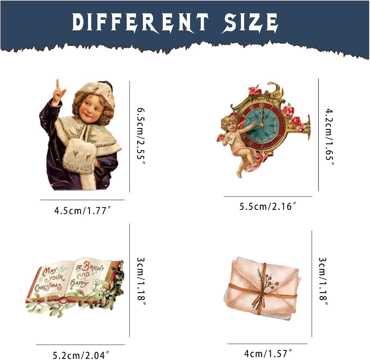 100 calcomanías navideñas que no se repiten, retro, Papá Noel, decoración de Navidad, calcomanías impermeables para álbumes de recortes, tarjetas,
