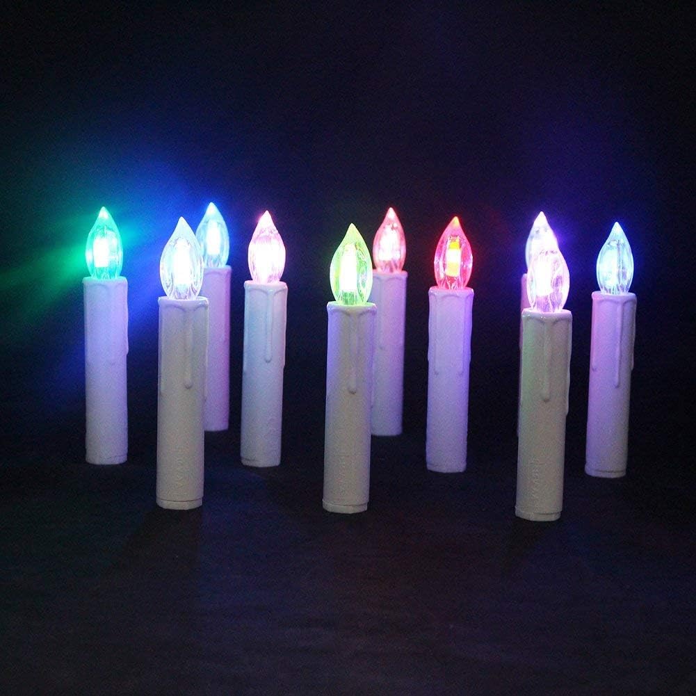 EuroFone Velas LED cónicas de árbol de Navidad con control remoto y clips extraíbles, luz de vela sin llama, efecto de goteo, control electrónico,