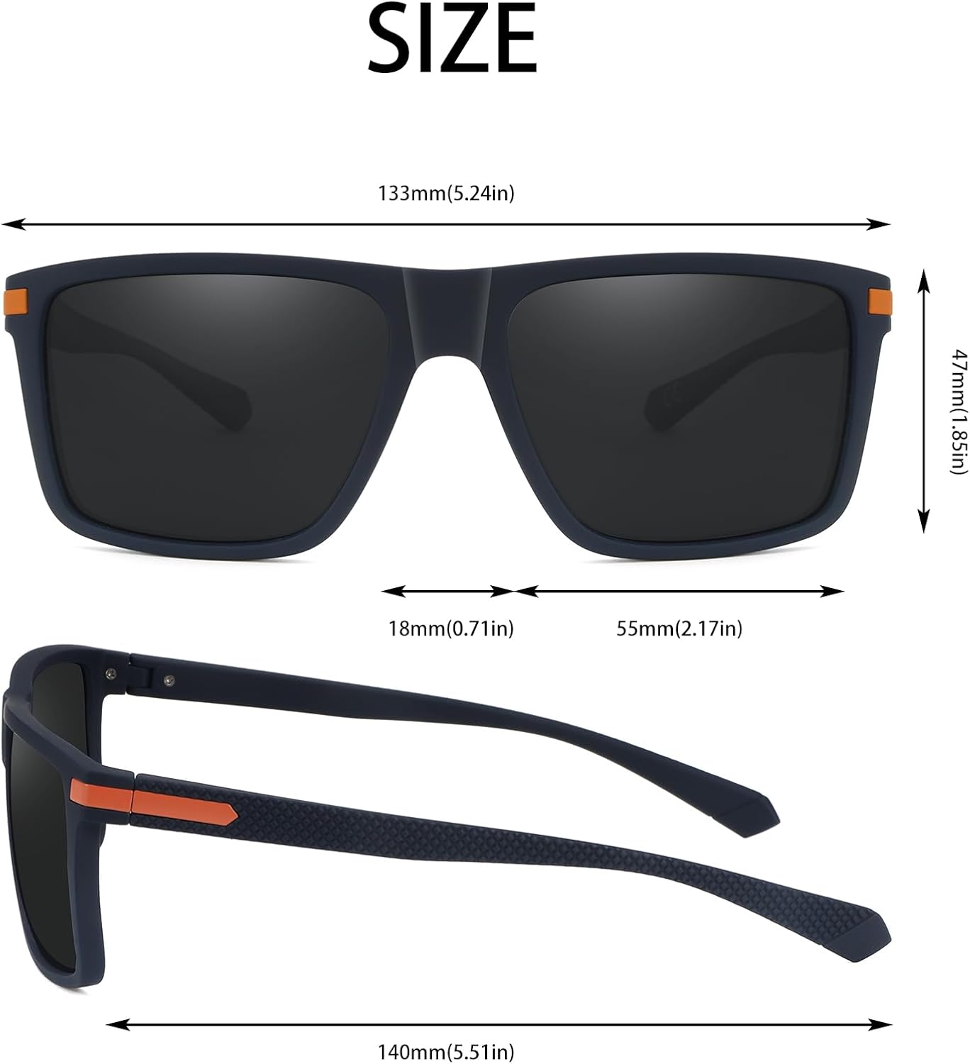 Gafas de sol polarizadas para hombre, gafas de sol deportivas retro, ligeras, marco cuadrado, protección UV, gafas de pesca de moda