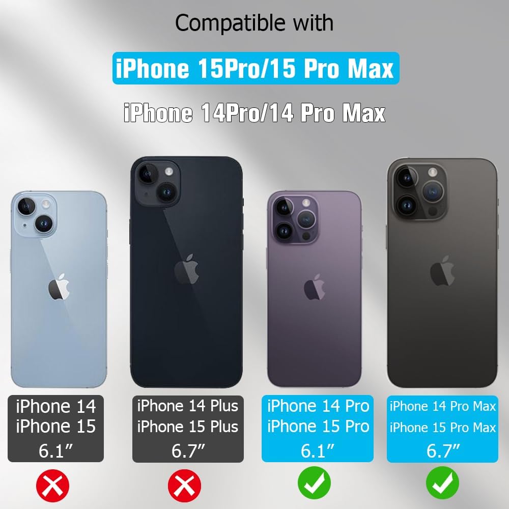 OUYTEU Paquete de 2 protectores de lente de cámara (azul) para iPhone 15 Pro y iPhone 15 Pro Max, cubierta de cámara de vidrio templado 9H, ultra