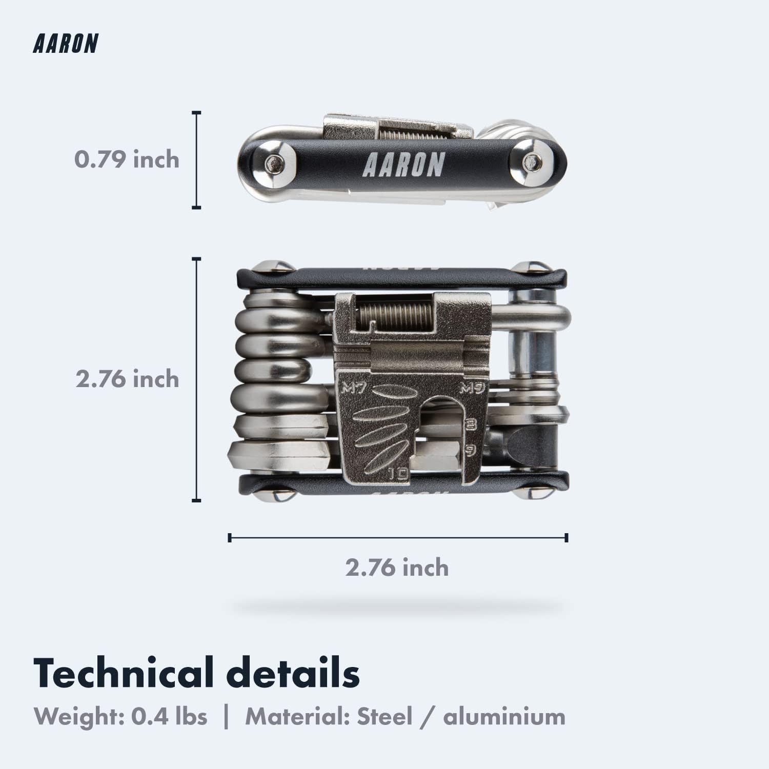 AARON Herramienta Multiherramienta 20 en 1 – Herramienta multifunción para bicicleta hecha de acero inoxidablealuminio – Mini herramienta plegable