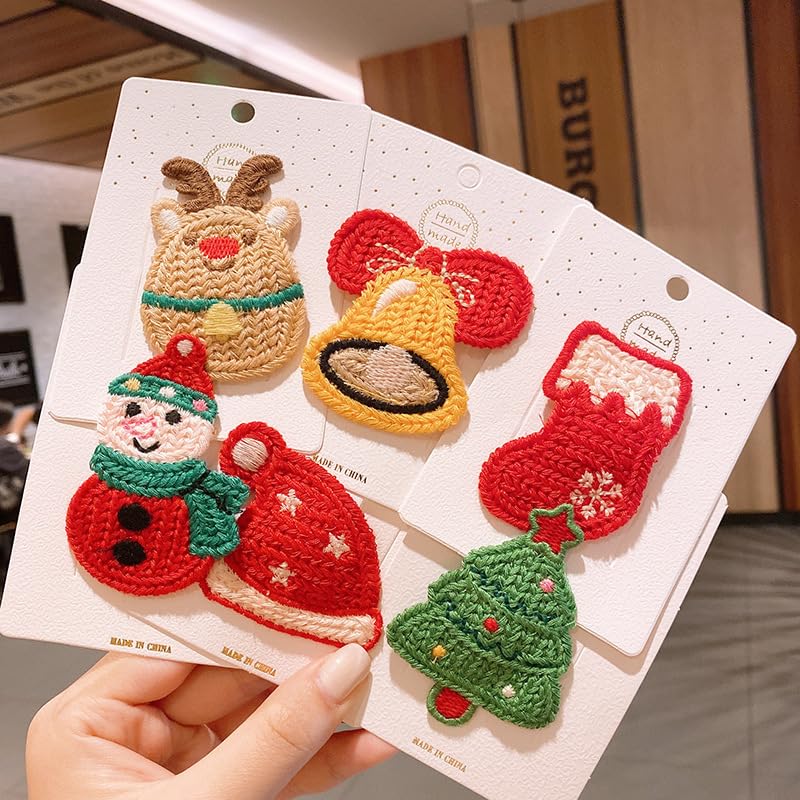 xuzhiyuan 7 pinzas para el cabello con diseño de reno para árbol de Navidad, bonitos pasadores de frutas, fresas y limones, accesorios para el