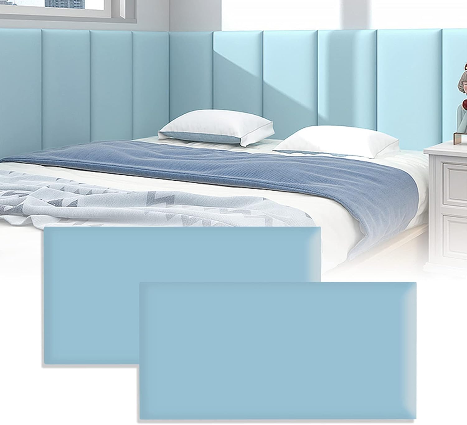 Acolchado de pared 3D anticolisión para niños, paneles de pared tapizados para despegar y pegar, cabecera Queen, protección decorativa para sala de