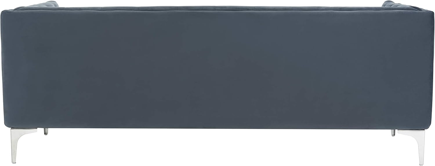 Safavieh Couture Home Florentino Glam – Sofá copetudo azul polvoriento y dorado