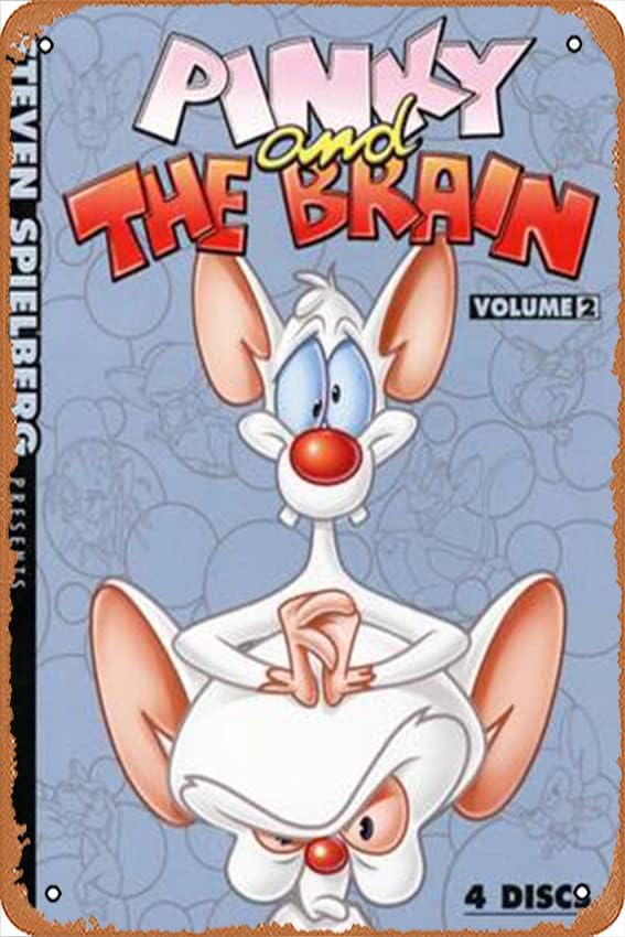 Zuhhgii Letreros de lata de películas vintage Pinky y el cerebro para película y televisión, regalo retro, karaoke, hombre, cueva, bares,
