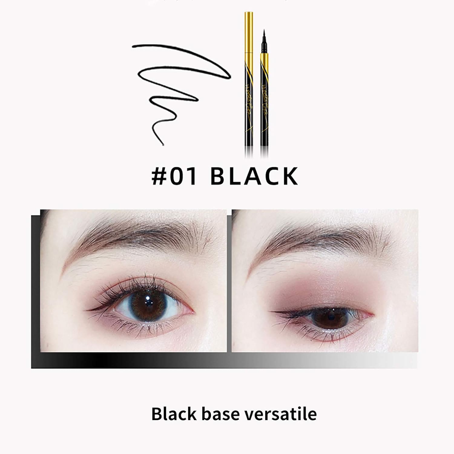 Delineador de ojos negro todo el día, impermeable y a prueba de manchas con punta de fieltro suave, delineador líquido de larga duración con acabado
